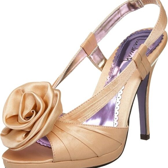 Luichiny Gettin Hitched Sandal Champagne Satin 7 7.5 8 8.5 - Picture 9 of 9